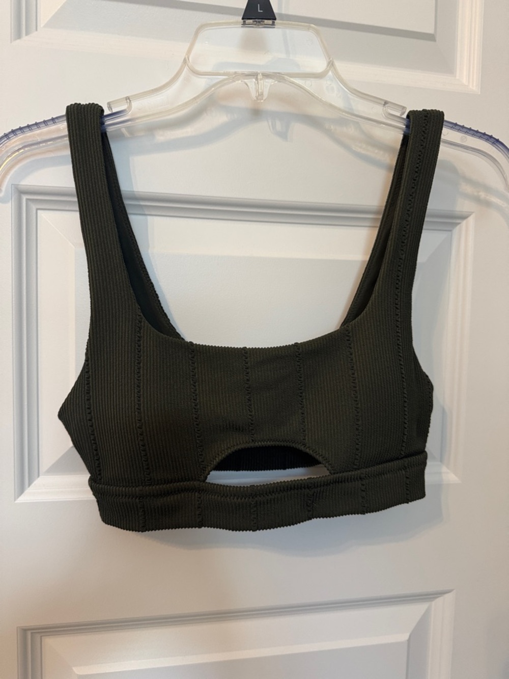 aerie Olive Ribbed Cutout Bralette